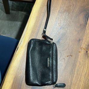 Black Coach Wristlet with 2 pockets